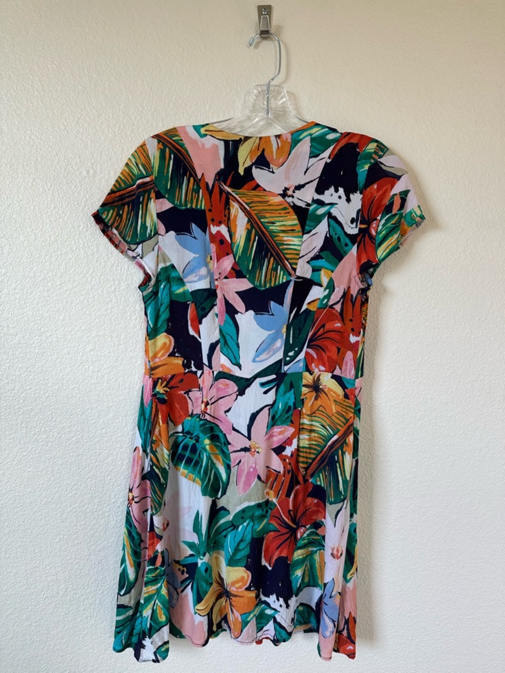 Zara Tropical Floral Wrap Mini Dress Pockets Size M (Fits Like XS) - Picture 2 of 14